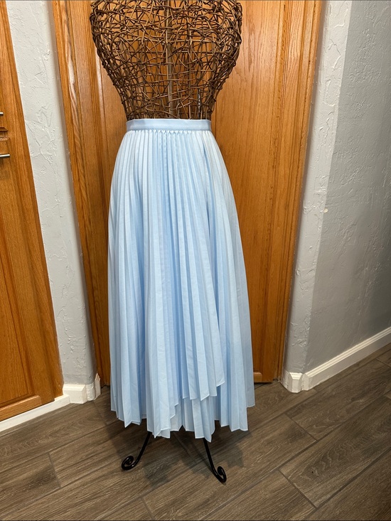 Babaton Dresses & Skirts - Babaton by Aritzia Skyline Blue Pleated Asymmetrical Skirt. NWT. Medium.